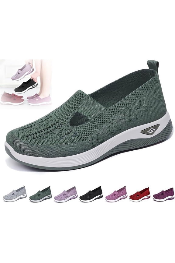 2024 New Women's Woven Orthopedic Breathable Soft Shoes Go Walking Slip on Diabetic Foam Shoes Hands Free Slip in Sneakers Arch Support