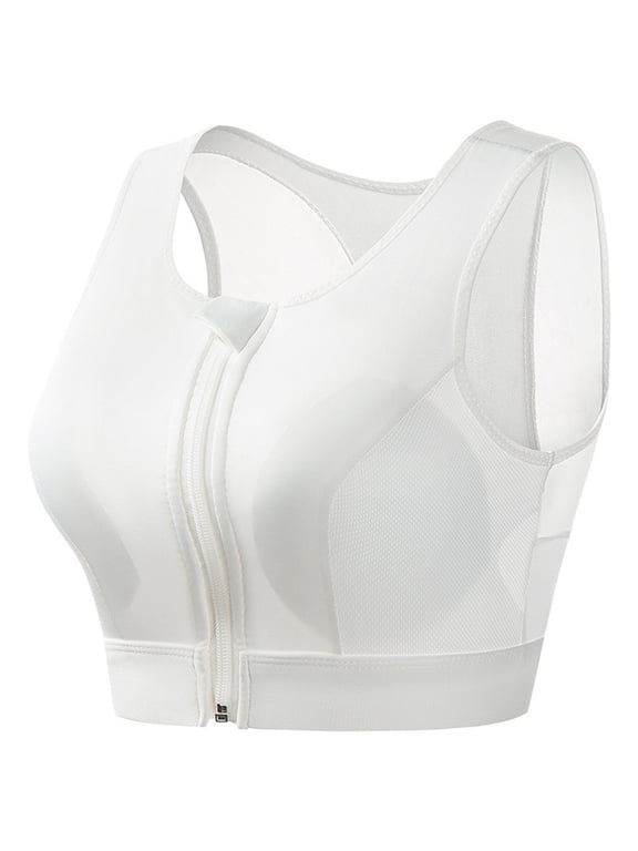 2024 New Womens Zip Front High Impact Sports Bra - Molded Cup Wireless Padded Workout Yoga Active Post-Surgery Bra