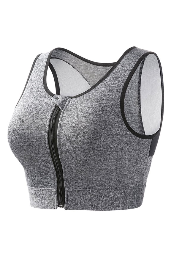 2024 New Womens Zip Front High Impact Sports Bra - Molded Cup Wireless Padded Workout Yoga Active Post-Surgery Bra