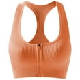 thumbnail image 1 of 2024 New Womens Zipper Front Closure Sports Bra Racerback Ribbed Yoga Bras High Support Seamless Wirefree Activewear, 1 of 2
