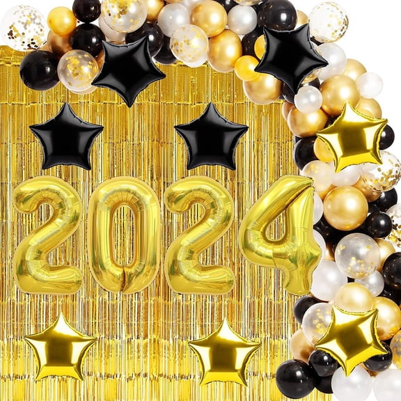 2024 New Year Black Gold Balloon Decoration For Cross-Border Party Supplies