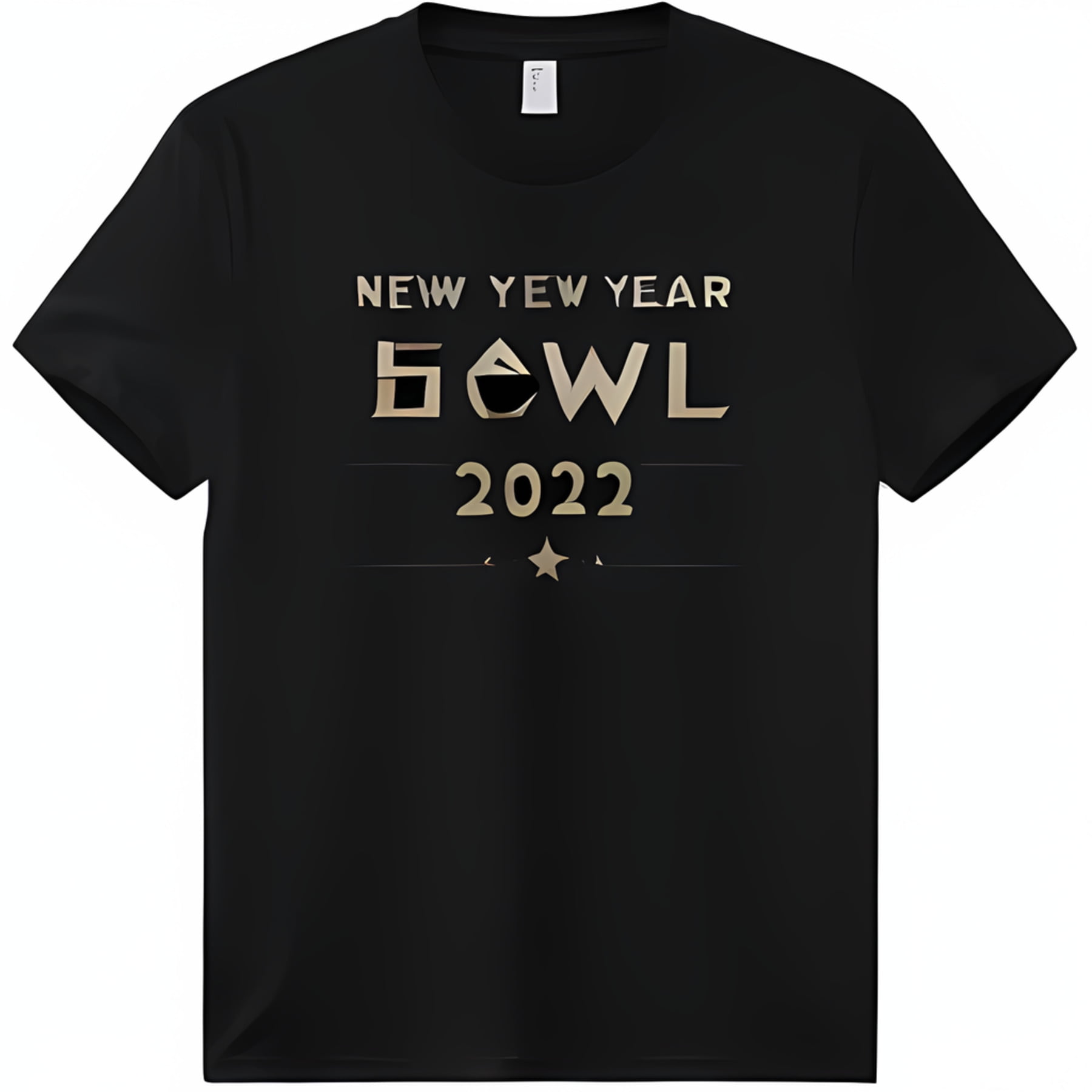 2024 New Year Bowl Black TShirt Minimalist Typography Design with Gold