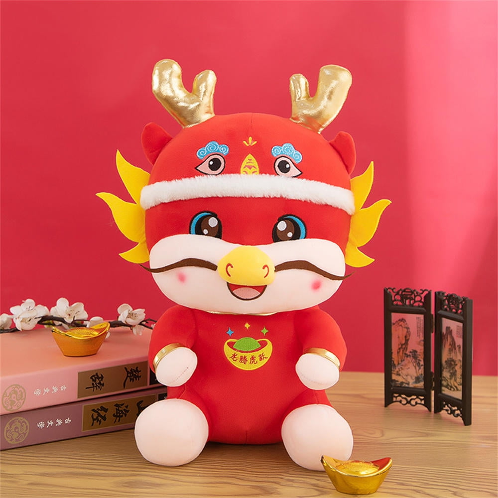 Shappy 3 Pcs 12 Inch Chinese New Year Dragon Year of The Dragon 2024 Plush  Mascot Doll 3D Chinese Zodiac Stuffed Animals Dragon Toy for Chinese New