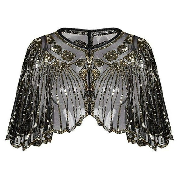 2024 New Year Reset AXXD Pool Cover Ups for Women 1920s Shawl Beaded Sequin Deco Evening Cape Flapper Cover up