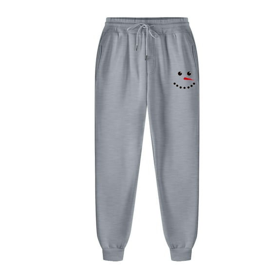 2024 New Year Reset,AXXD Unisex Christmas Print Lace Up Elastic Sports Pants Trousers Clearance Pants for Boys Gray 12