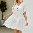 thumbnail image 1 of 2024 New Year Reset AXXD White Bathing Suit Cover Up Women Bathing Suit Sheer Cover Ups Button Bikini Swimsuit Beach Loose Short Sleeve Dress Skirt, 1 of 7