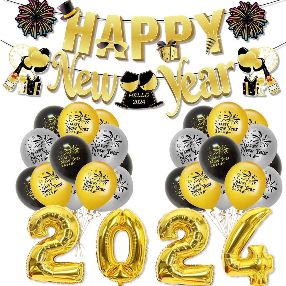 2024 New Year Theme Party Decoration Happy New Year Balloon SetNew