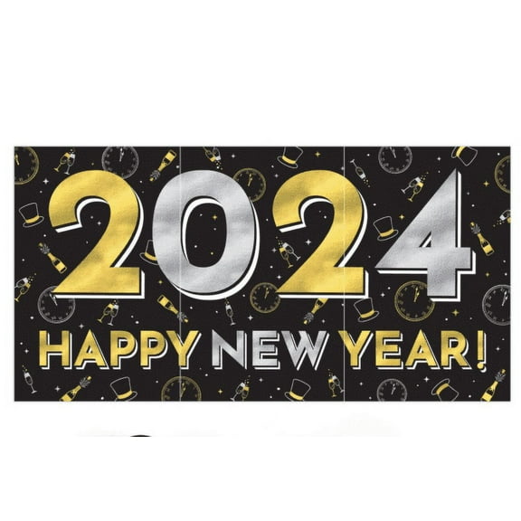 2024 New Years Eve Scene Setter Wall Decoration Banner 3 pc 33 x 65 inches