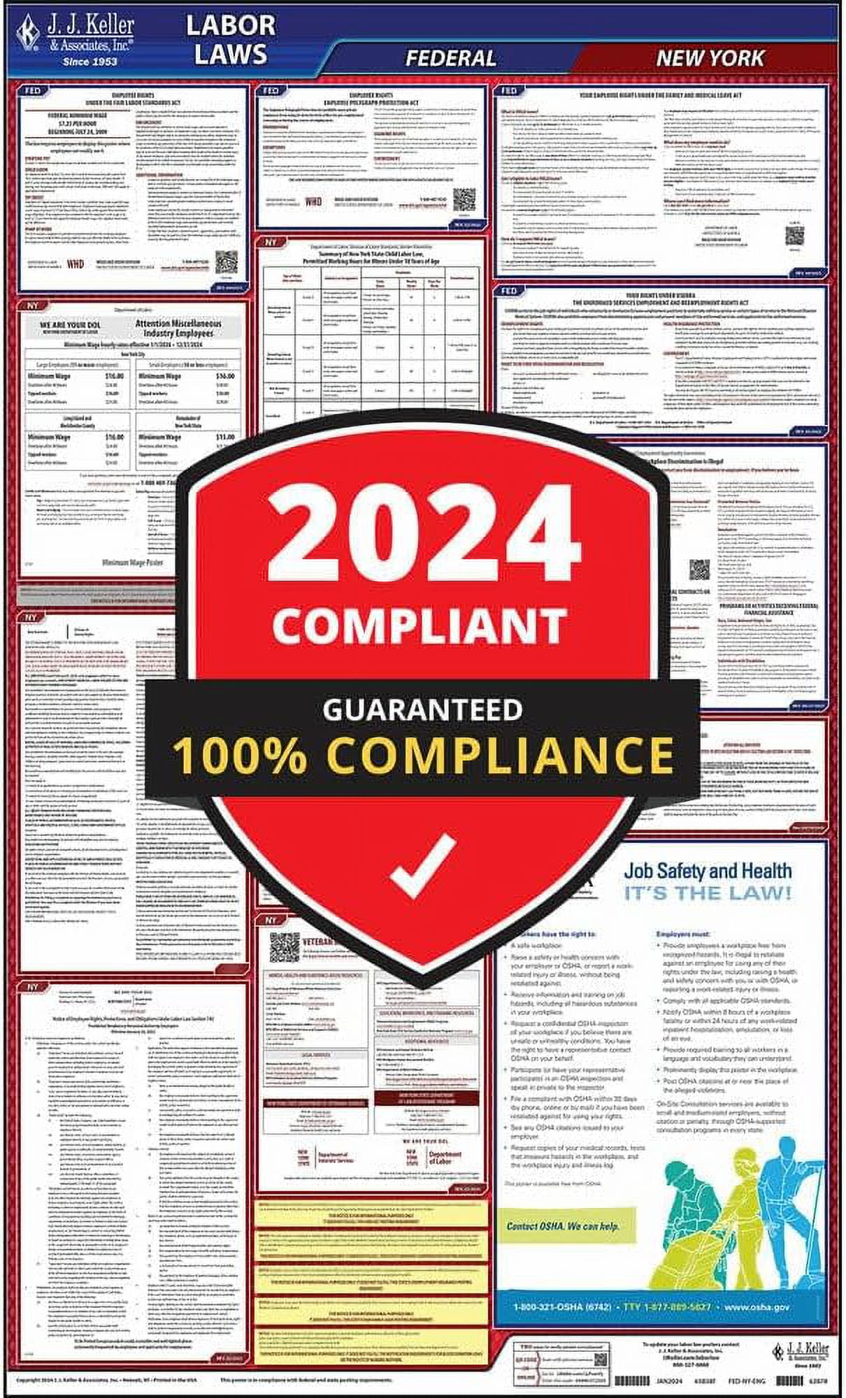 2024 New York State and Federal Labor Law Poster (English, NY State