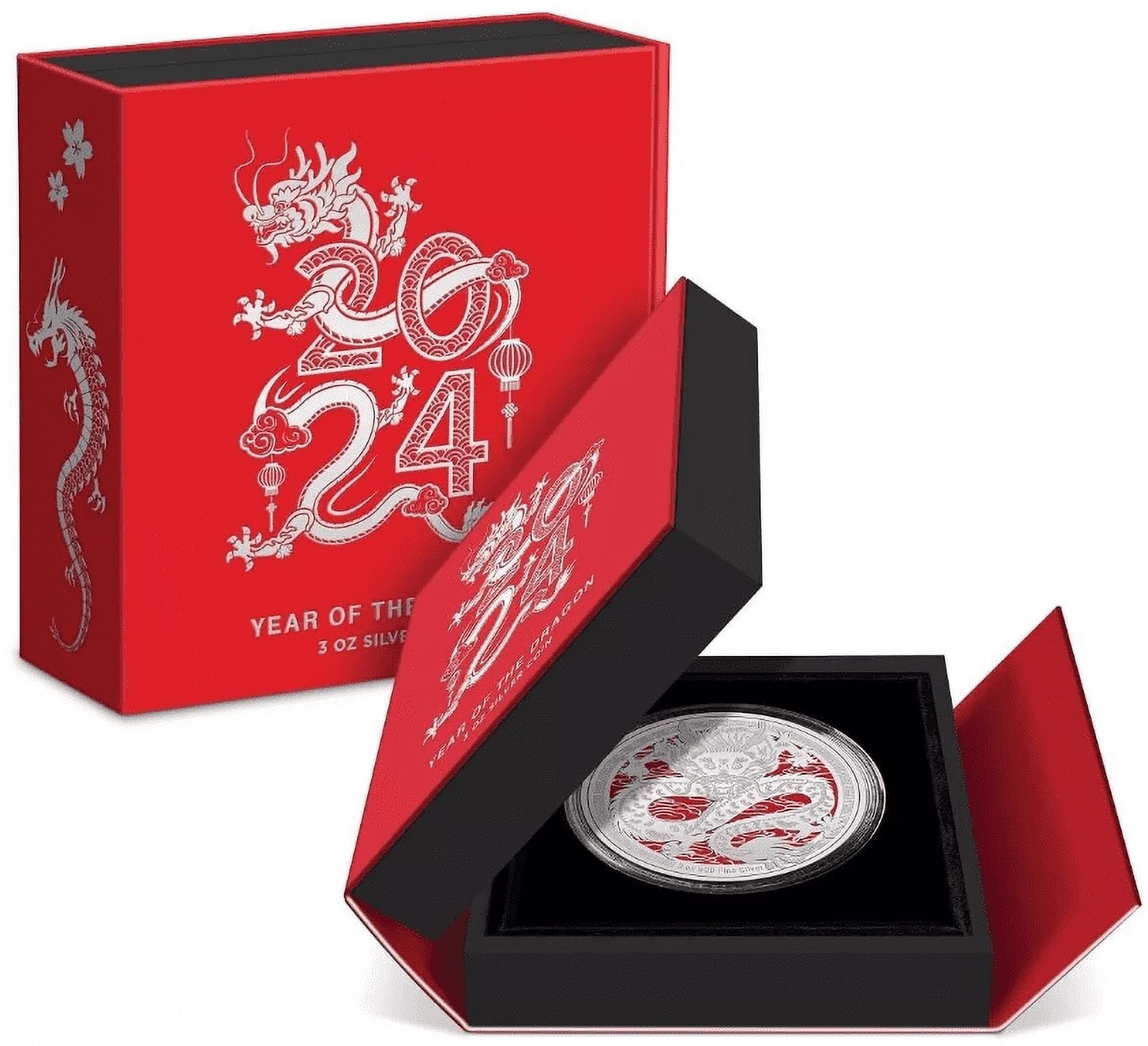 2024 New Zealand Mint Lunar Year of the Dragon 3 oz Colorized Proof Silver Coin