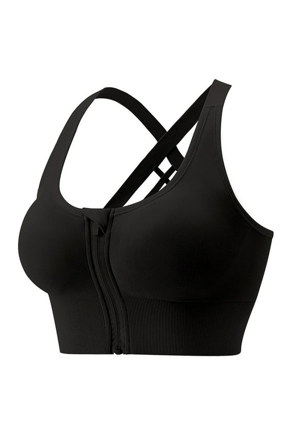2024 New Zip Front Post-Surgery Bra Women's Wireless Sports Bras Strappy Medium Support Yoga Exercise Athletic Bra