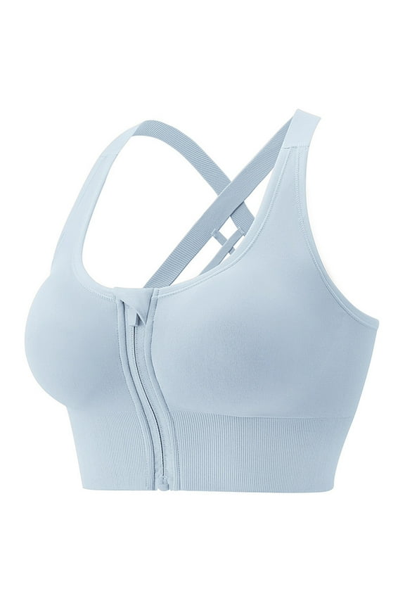 2024 New Zip Front Post-Surgery Bra Women's Wireless Sports Bras Strappy Medium Support Yoga Exercise Athletic Bra