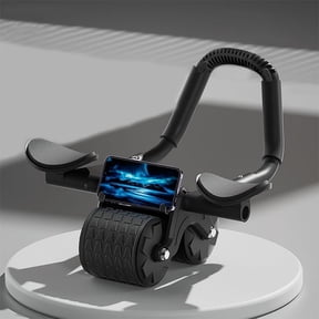 2025 New with timer Ab Abdominal Exercise Roller Elbow Support, abs roller wheel core exercise equipment, Automatic Rebound Abdominal Wheel(Black)