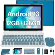 2024 Newest Android 13 Tablet 10 Inch, 12GB RAM 128GB ROM/1TB Expandable Tablet PC, 2 in 1 Tablets with Keyboard, Quad-Core 2.0GHz CPU HD Screen, Google Certified 5G WiFi 6 BT 5.0, 8MP Camera Tableta