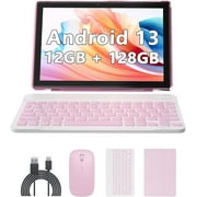 2025 Newest Android 13 Tablet with Keyboard 10 Inch 2 in 1 Tablets, 12GB RAM 128GB ROM 1TB Expand, Quad-Core 2.0GHz CPU Tablet PC, 5G WiFi 6 BT 5.0, 8MP Camera, Google Certified Tableta