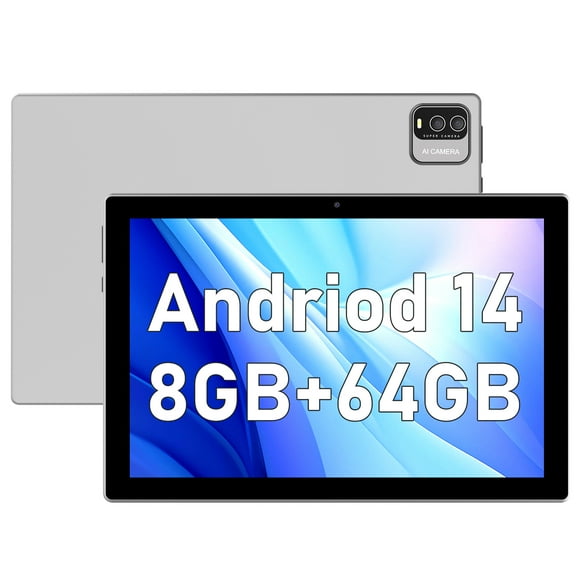 2024 Newest Android 14 Tablet, 10 inch 8GB RAM+64GB ROM/ 1TB Expandable Tablets, 1.8Ghz Quad-core Processor, 1280*800 IPS Screen Tablet, 8MP Dual Camera, 6000mAH Battery, 2.4G/5G Wifi 6 BT 5.0 Tablet