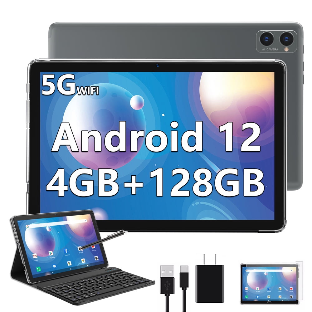 Tablette Tactile 10 Pouces, Android 12 GMS, 8Go RAM 128Go/TF 1TB ROM,  2.4Ghz/5Ghz Dual WiFi, Dual Caméra 8+5MP, AI Fonction, 6850mAh, Tablette  pas