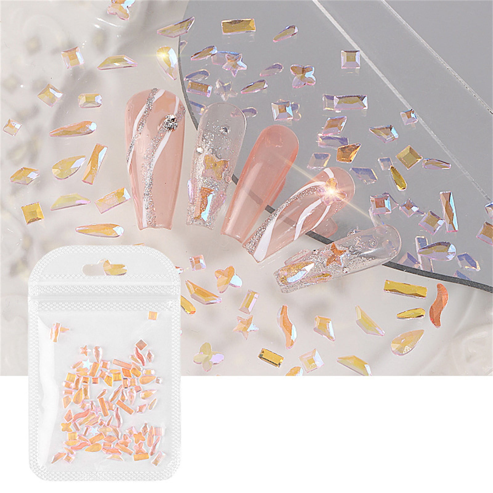 2024 Newest NailArt Sticker Nail Rhinestones Gems Mixed Colors Shaped