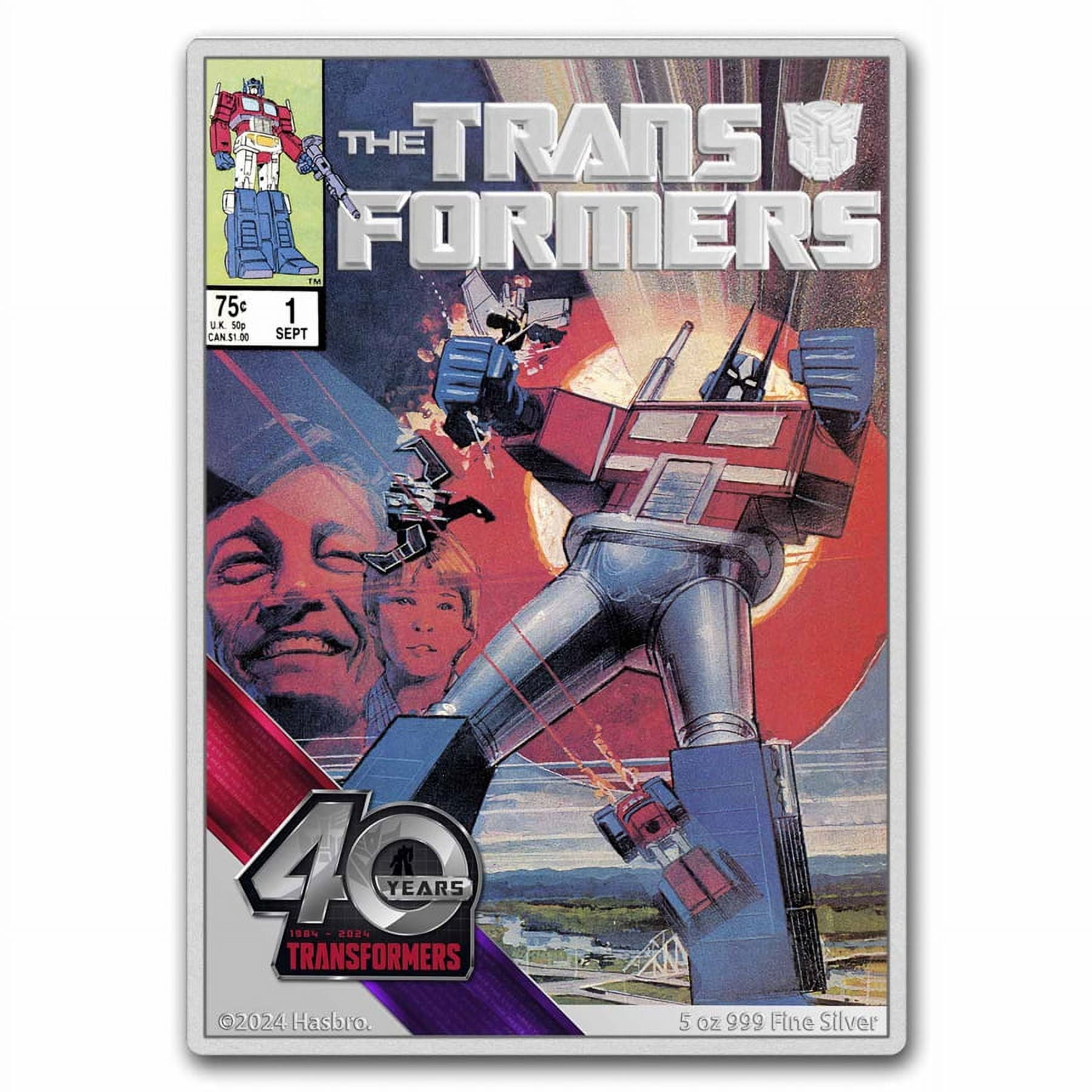 2025 Niue 5 oz Silver 10 Transformers 40th Anniversary