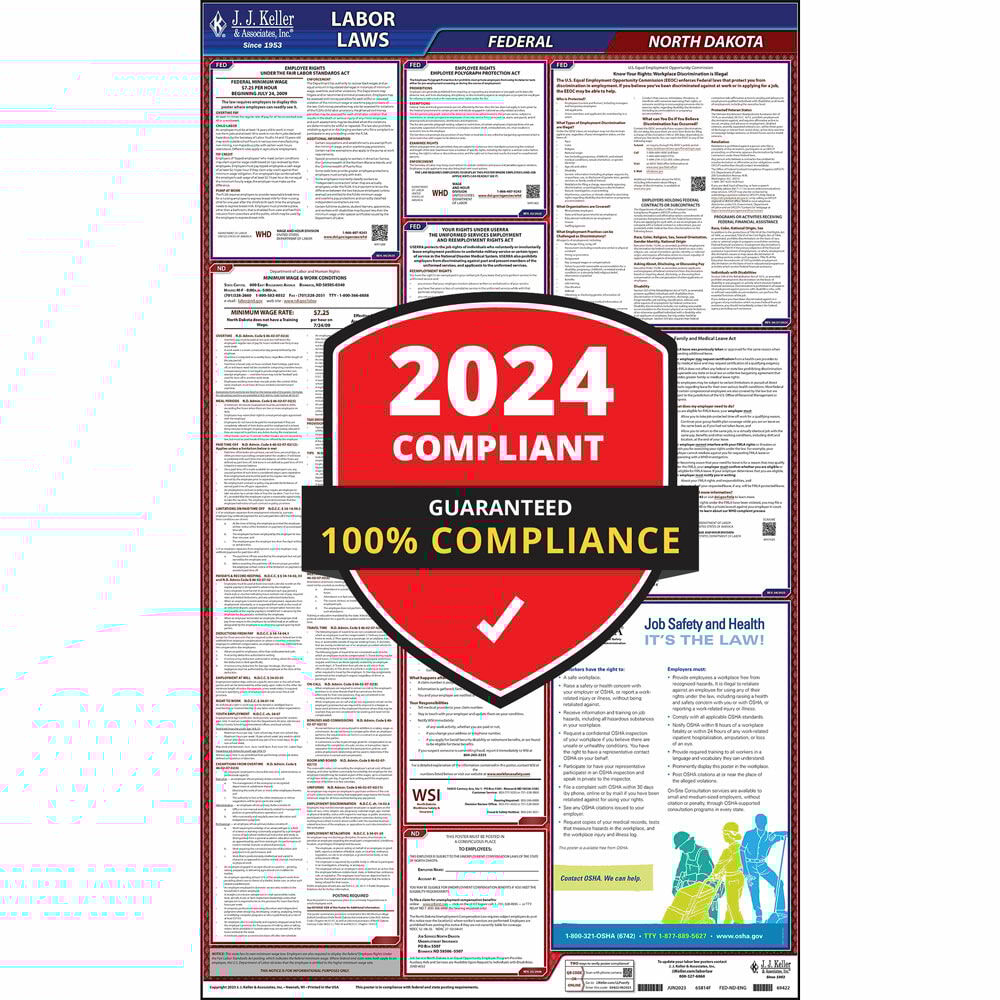 2024 North Dakota Labor Law Poster, AllinOne Compliant ND State