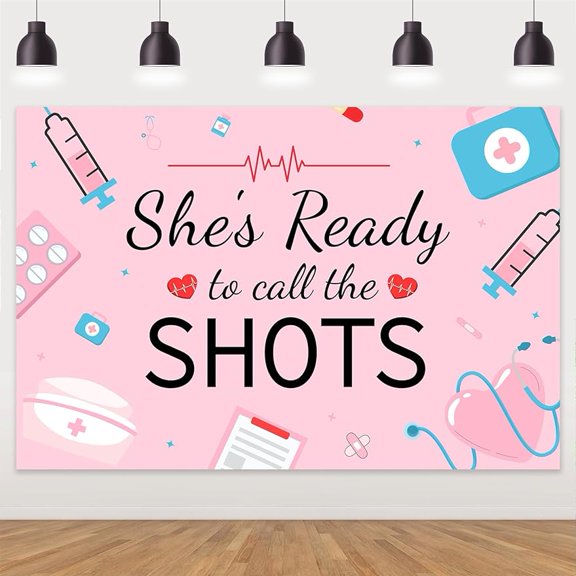 2024 Nurse Graduation Backdrop, Pink She's Ready to Call The Shots Backdrop, Class of 2024 Nurses Day Rn Party Supplies Photo Booth Prop Wall Decorations Indoor/Outdoor 3 * 5ft