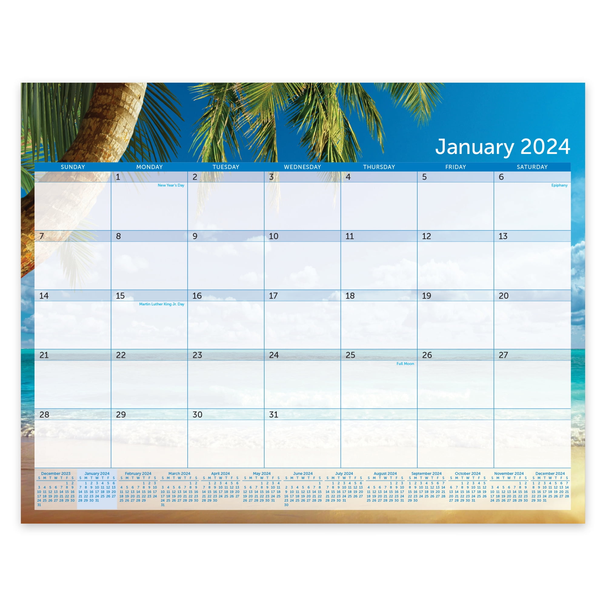 2024 Office Depot® Brand Monthly Desk Pad Calendar, 17" x 22", January