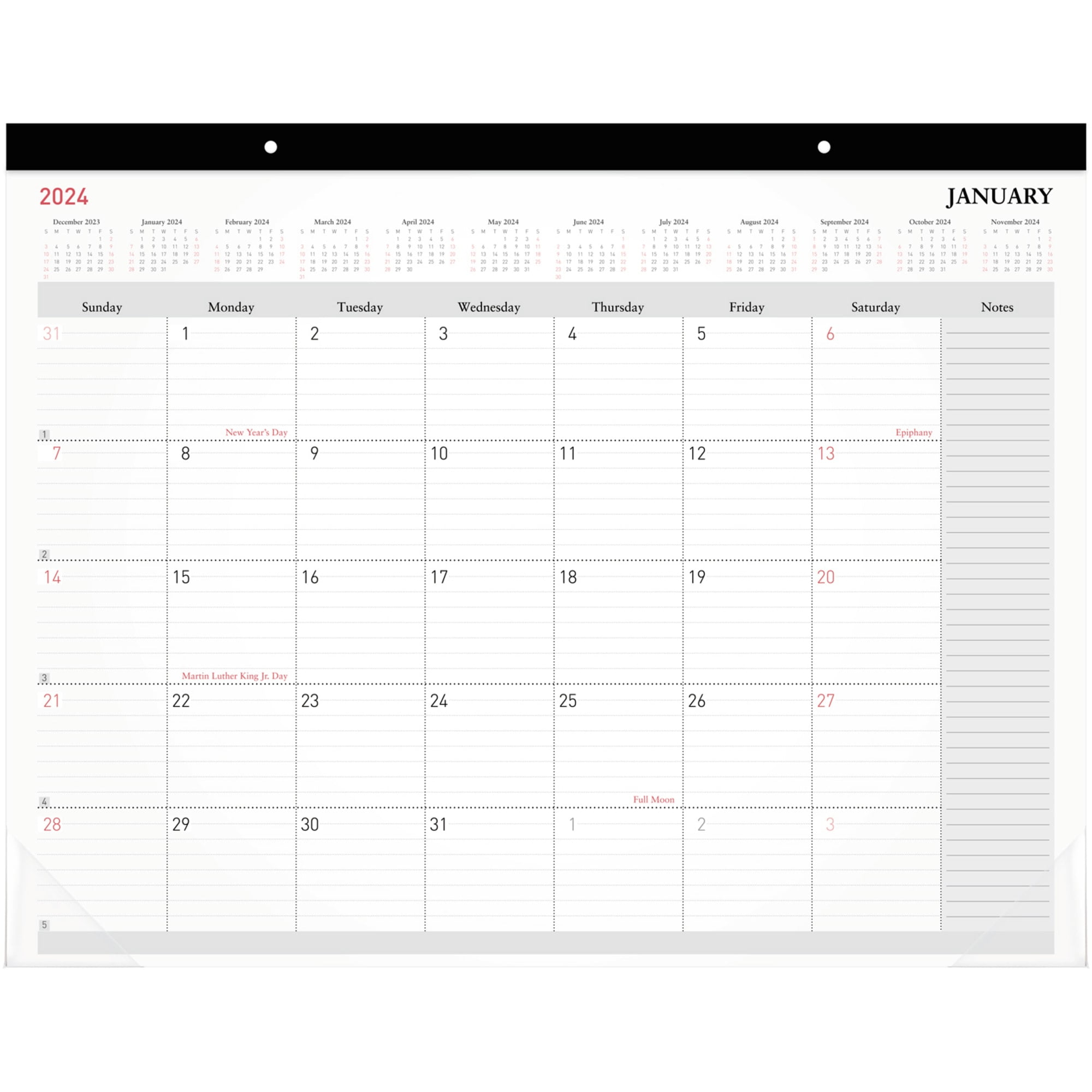2024 Office Depot® Brand Monthly Desk Pad Calendar, 213/4" x 17