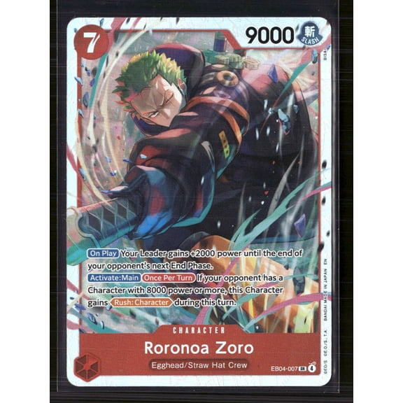 2024 One Piece Card Game Extra Booster Memorial Collection Roronoa Zoro Straw Hat Crew Egghead SR Super Rare