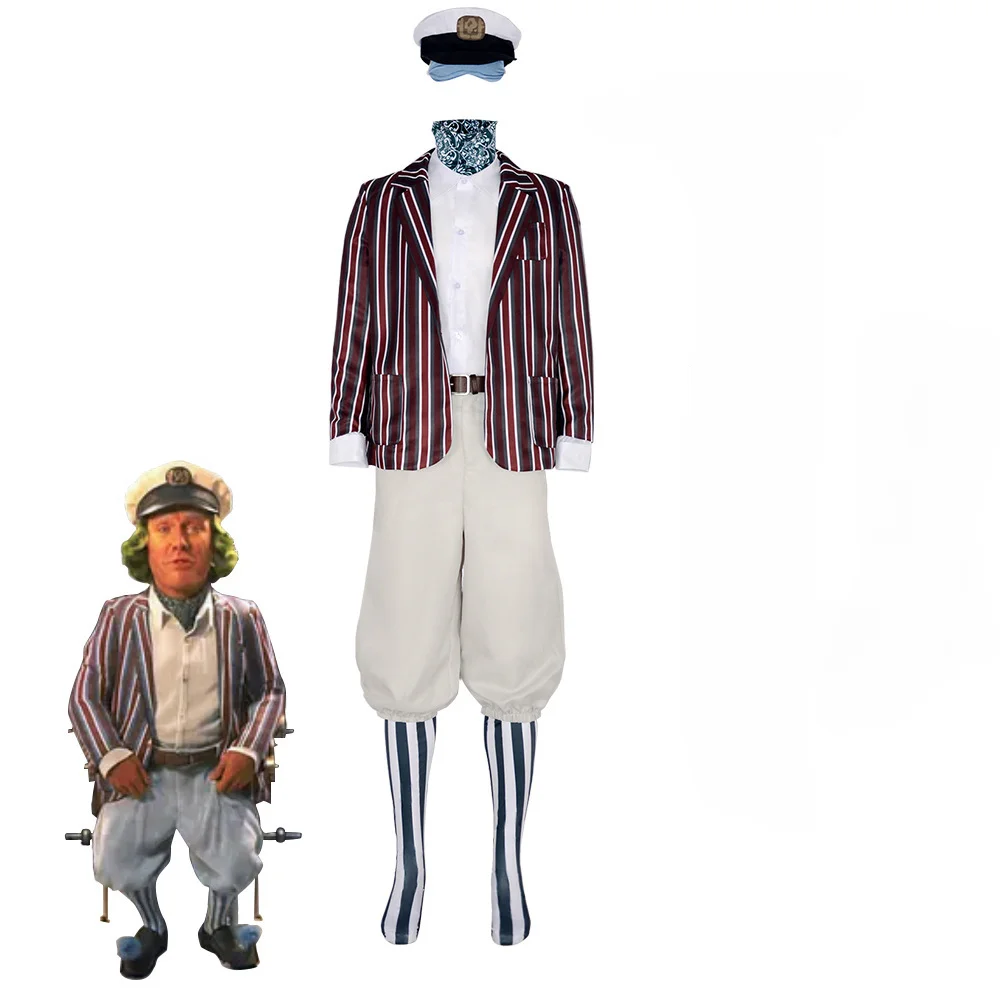 2024 OompaLoompa Cosplay Role Play Dark Stripes Suits Movie Costume
