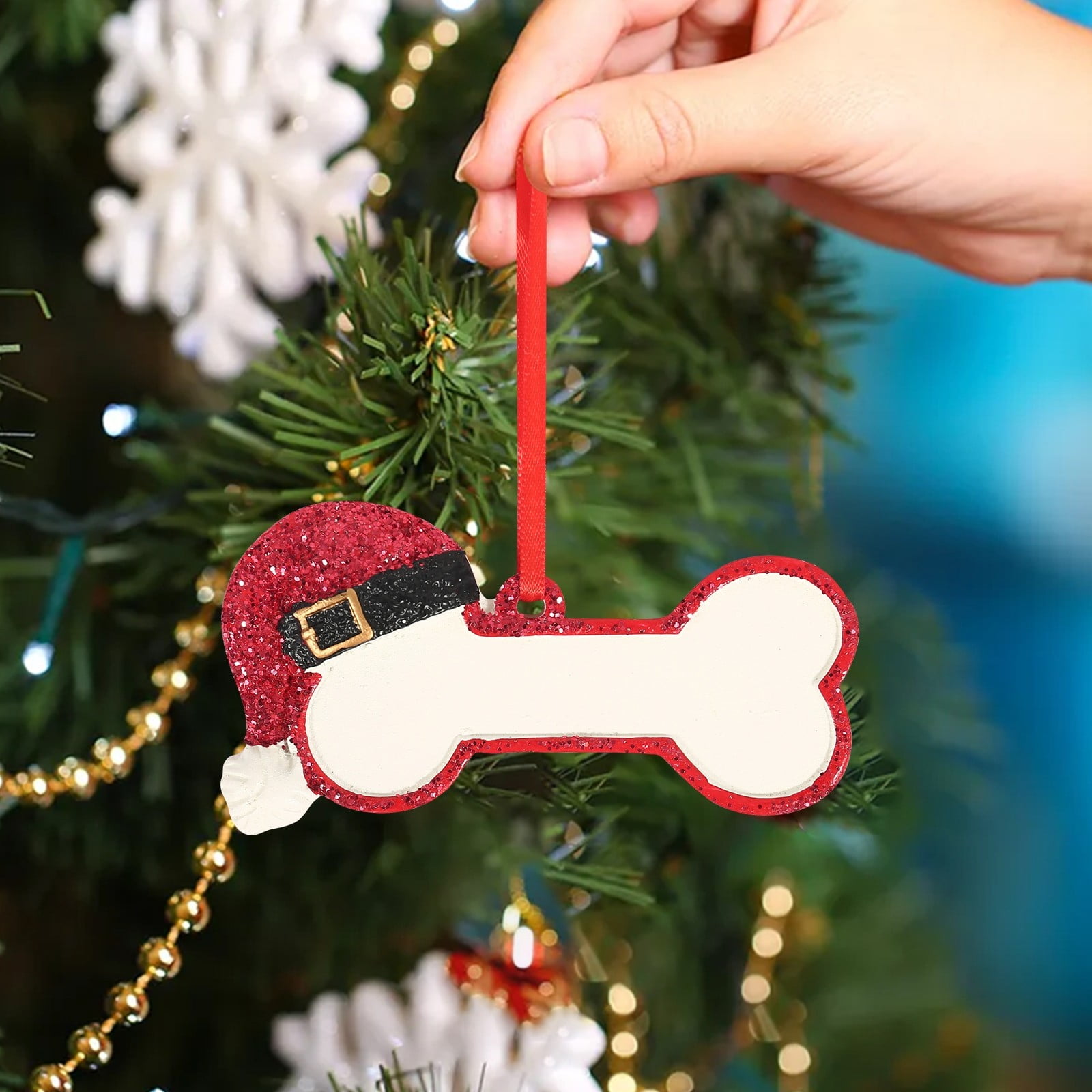 2024 Ornament Santa Dog Bone Christmas Tree Ornament Artisanal