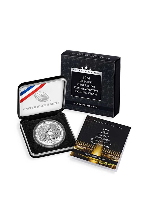 2024-P Proof $1 Greatest Generation Silver Commemorative Box, OGP & COA