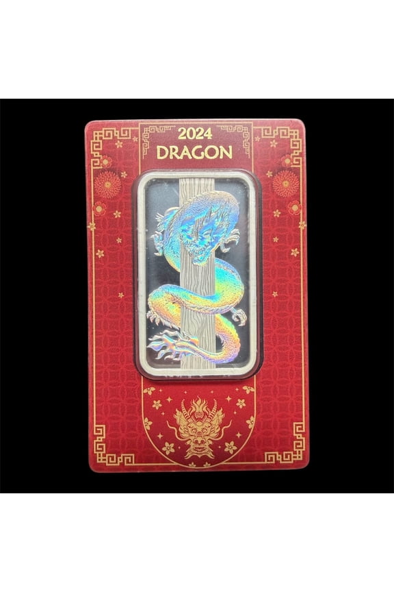 2024 PAMP Lunar Dragon 50g Silver Bar In Assay (Deformed Back Plastic)