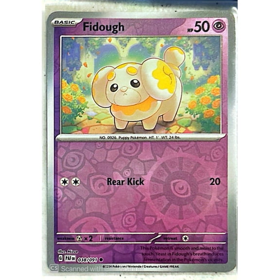 2024 Paldean Fates Fidough Reverse Holo #38/91