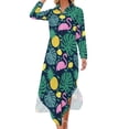 thumbnail image 1 of 2024 Palm Leaves Green Chiffon Dress Floral Print Elegant Dresses Woman Long Sleeve Street Wear V Neck Stylish Oversized Casual Dress, 1 of 7