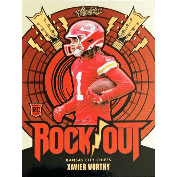 2024 Panini Absolute Football Rock Out Xavier Worthy #RO-XWY RC Kansas City Chiefs NFL Football Trading Card