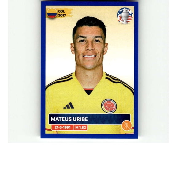 2024 Panini CONMEBOL Copa America Blue #COL15 Mateus Uribe Colombia Official Mini Thin Sticker Futbol Soccer Trading Card