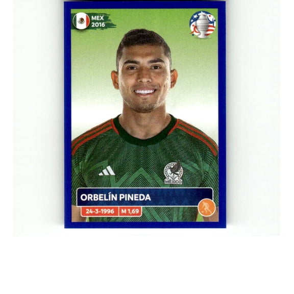 2024 Panini CONMEBOL Copa America Blue #MEX16 Orbelin Pineda Mexico Official Mini Thin Sticker Futbol Soccer Trading Card