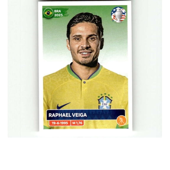 2024 Panini CONMEBOL Copa America Sticker #BRA15 Raphael Veiga Brazil Official Mini Thin Sticker Futbol Soccer Trading Card