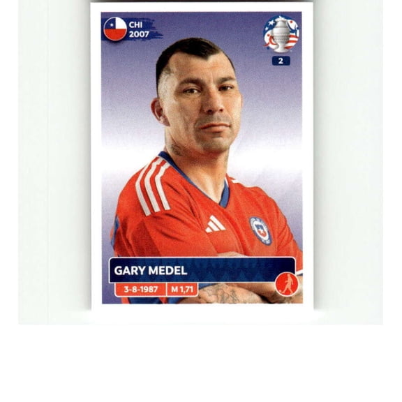 2024 Panini CONMEBOL Copa America Sticker #CHI10 Gary Medel Chile Official Mini Thin Sticker Futbol Soccer Trading Card