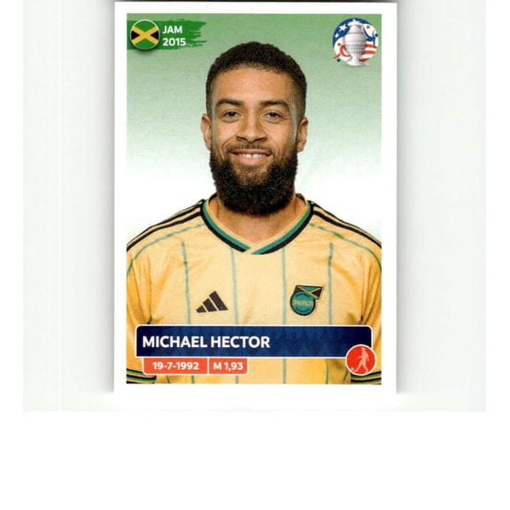 2024 Panini CONMEBOL Copa America Sticker #JAM6 Michael Hector Jamaica Official Mini Thin Sticker Futbol Soccer Trading Card