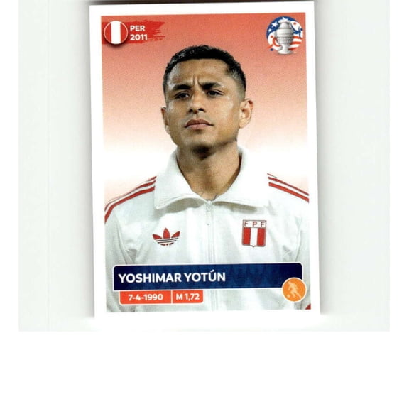 2024 Panini CONMEBOL Copa America Sticker #PER15 Yoshimar Yotun Peru Official Mini Thin Sticker Futbol Soccer Trading Card