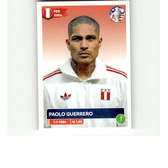 2024 Panini CONMEBOL Copa America Sticker #PER22 Paolo Guerrero Peru Official Mini Thin Sticker Futbol Soccer Trading Card