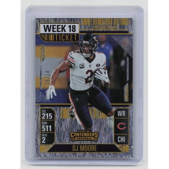 2024 Panini Contenders Football DJ Moore #18 Week 18 Ticket /18 Short Print