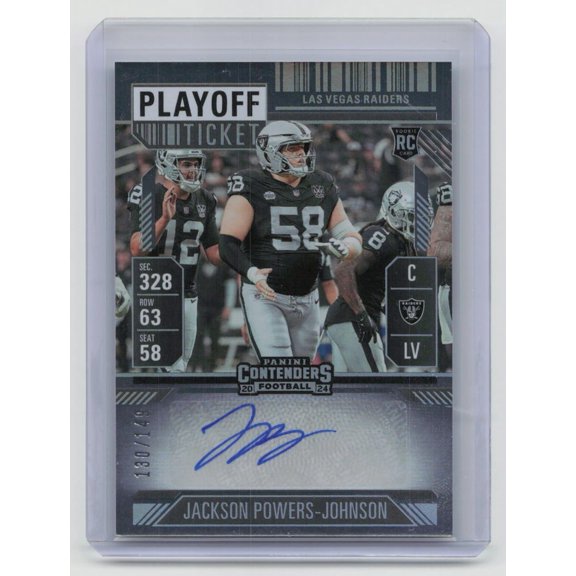 2024 Panini Contenders Football Playoff Ticket Auto /149 Rookie Jackson Powers-Johnson #297