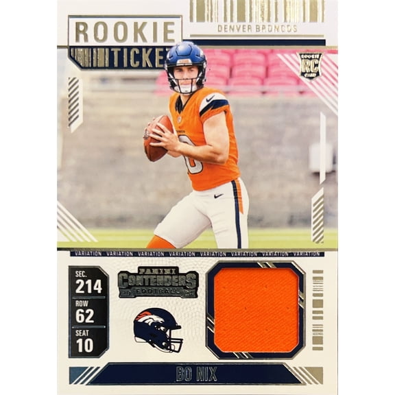 2024 Panini Contenders Football Rookie Ticket Bo Nix #RTS-BNX RC Memorabilia Denver Broncos NFL Football Trading Card