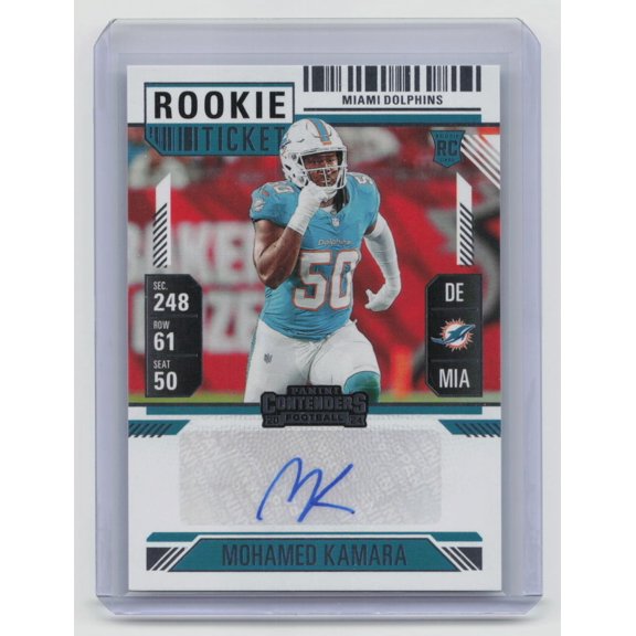 2024 Panini Contenders Football Rookie Ticket Mohamed Kamara Miami Dolphins RC Auto #206 Football Card