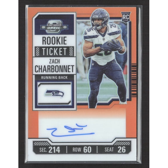 2024 Panini Contenders Optic Prizm Zach Charbonnet #141 Orange /50 RC