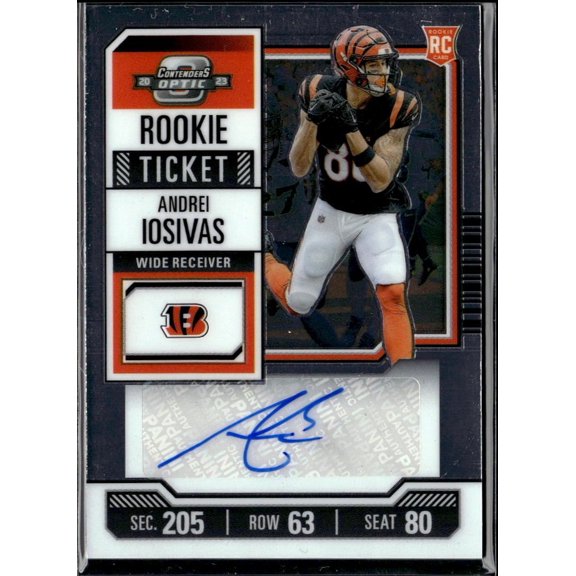 2024 Panini Contenders Optic Rookie Ticket #144 RC Bengals Football Card Andrei Iosivas Auto