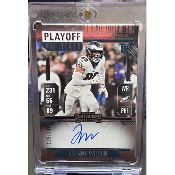 2024 Panini Contenders Playoff Ticket Football Card Johnny Wilson Auto RC #133 /149 Eagles Near Mint