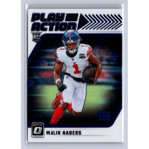 2024 Panini Donruss Optic Play Action Football Card Malik Nabers #8 New York Giants New York Giants NFL Football Trading Card